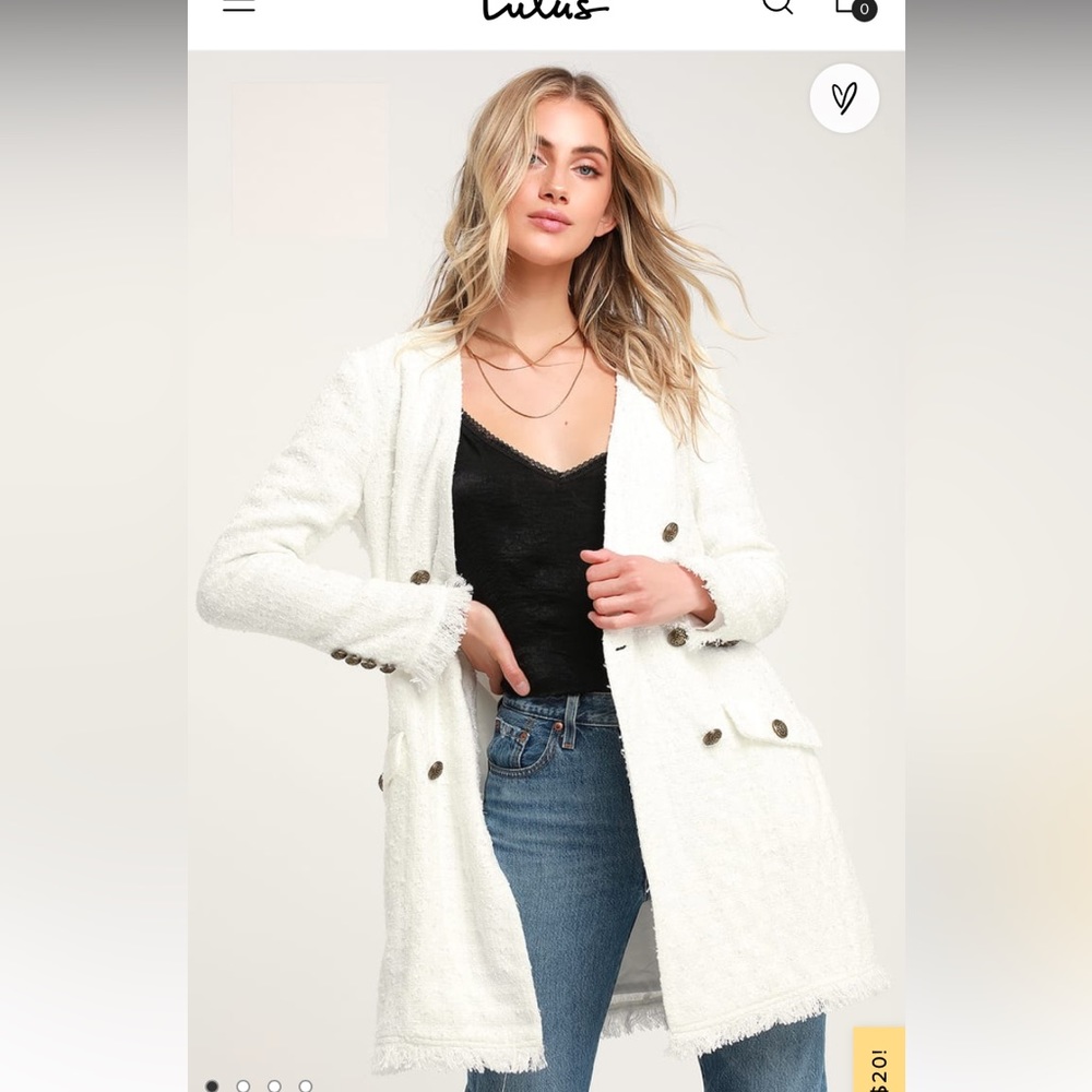 BB Dakota royal flush ivory tweed coat size XS